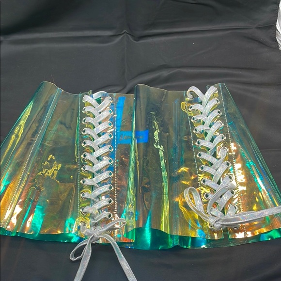 Iridescent Blue and Silver Lace-Up corset - Picture 4 of 6